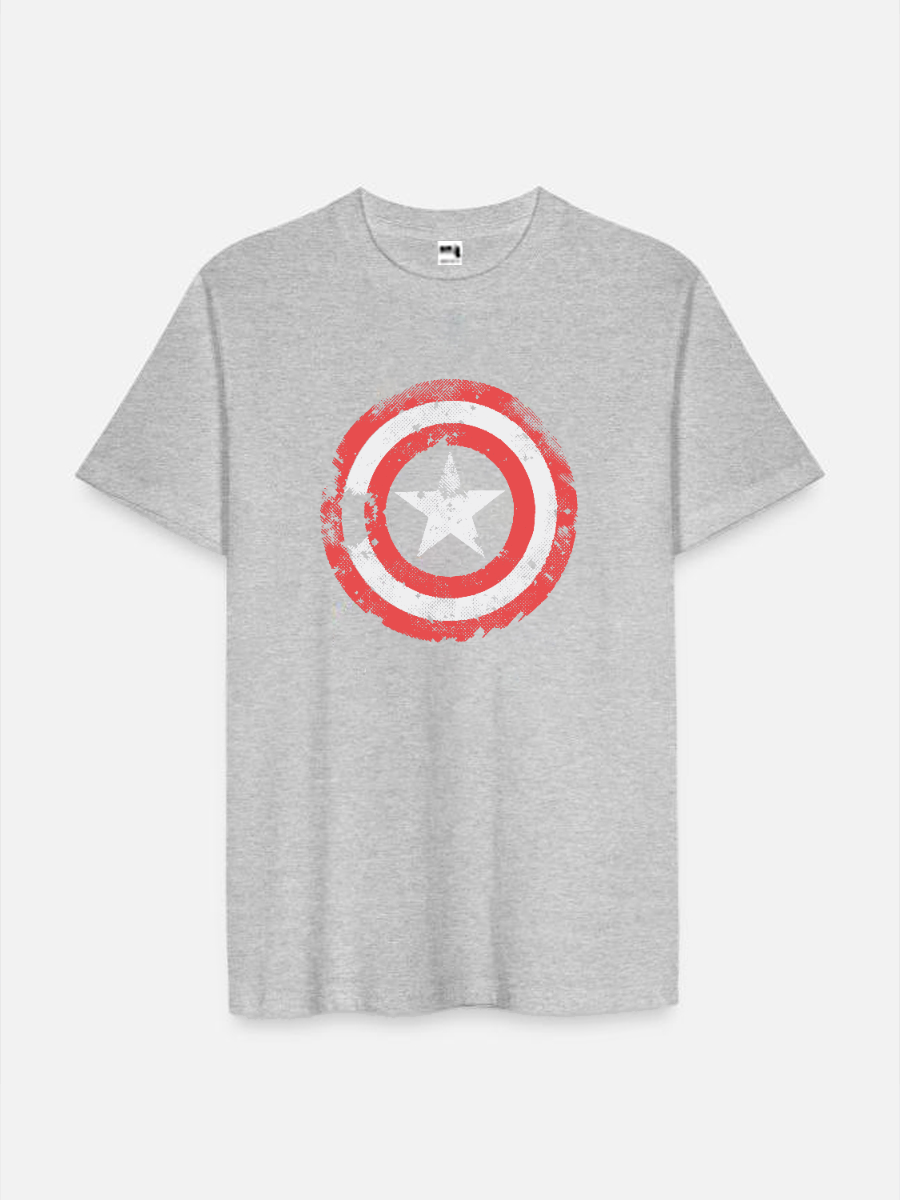 Men's Casual Captain America Printed Round Neck Short Sleeve T-Shirt