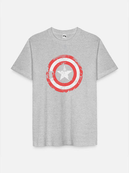 Men's Casual Captain America Printed Round Neck Short Sleeve T-Shirt