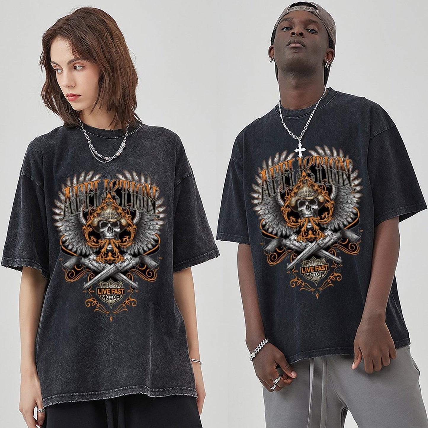 Unisex Vintage Solid Wash T-Shirts 2305104090