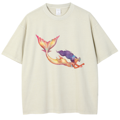 Mens Cotton Wash Solid T-Shirts Oversized Unisex Short Sleeve Streetwear Rap Hip Hop Basic Tee Tops
