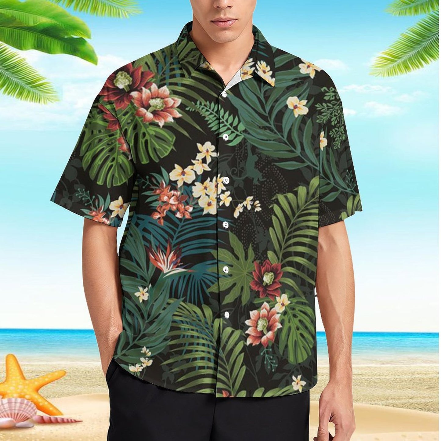 Men's Hawaiian Print Resort Shirt 2305101469