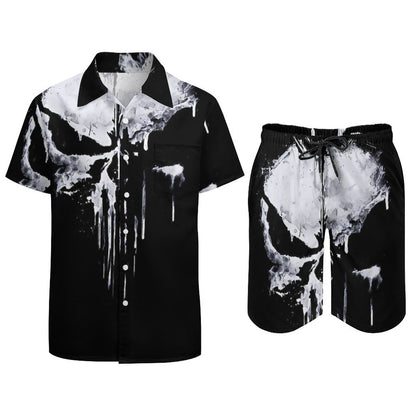 Men's Hawaiian Print Beach Two-Piece Suit 2305102354
