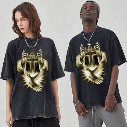 Unisex Vintage Solid Wash T-Shirts 2305103962