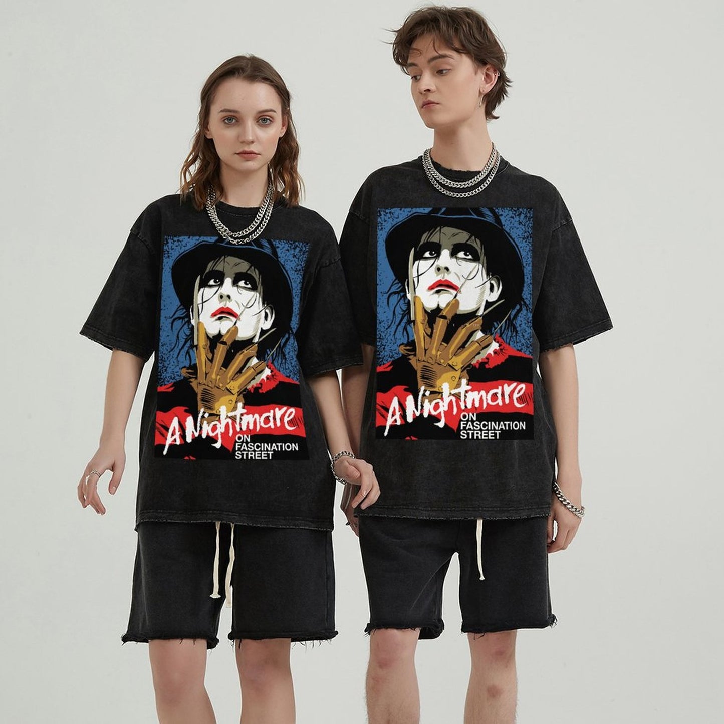 Unisex Vintage Solid Wash Denim T-Shirts