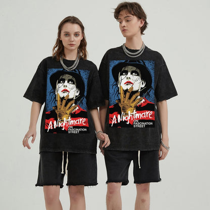 Unisex Vintage Solid Wash Denim T-Shirts