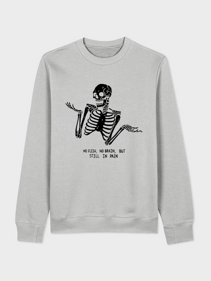 Unisex Round Neck Casual Skeleton Printed Long Sleeve Sweatshirt