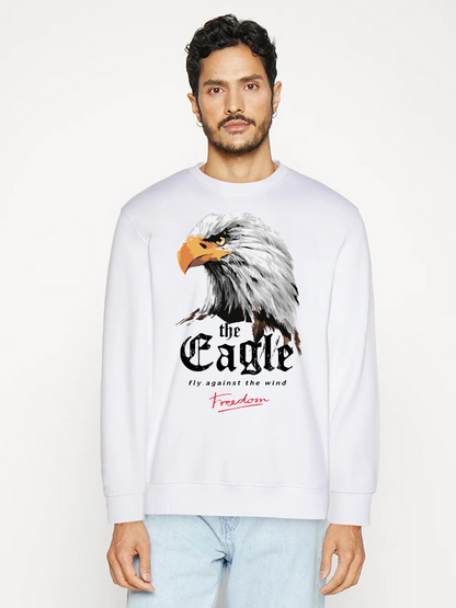 Unisex Round Neck Casual Eagle Printed Long Sleeve Sweatshirt