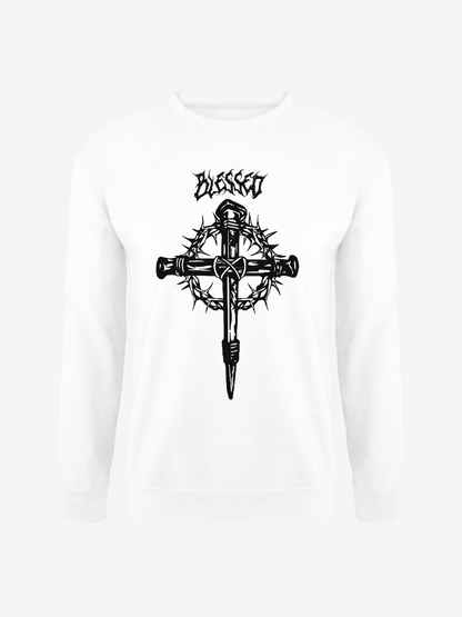 Unisex Round Neck Casual Cross Printed Long Sleeve Sweatshirt