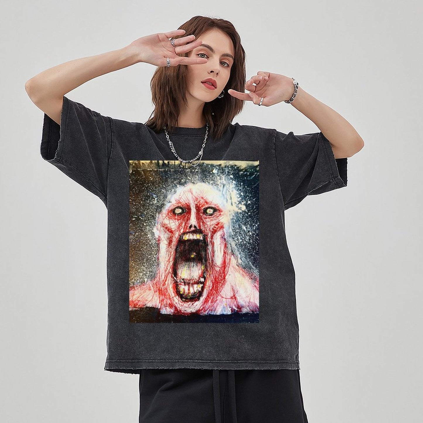 Unisex Vintage Solid Wash T-Shirts 2305104076