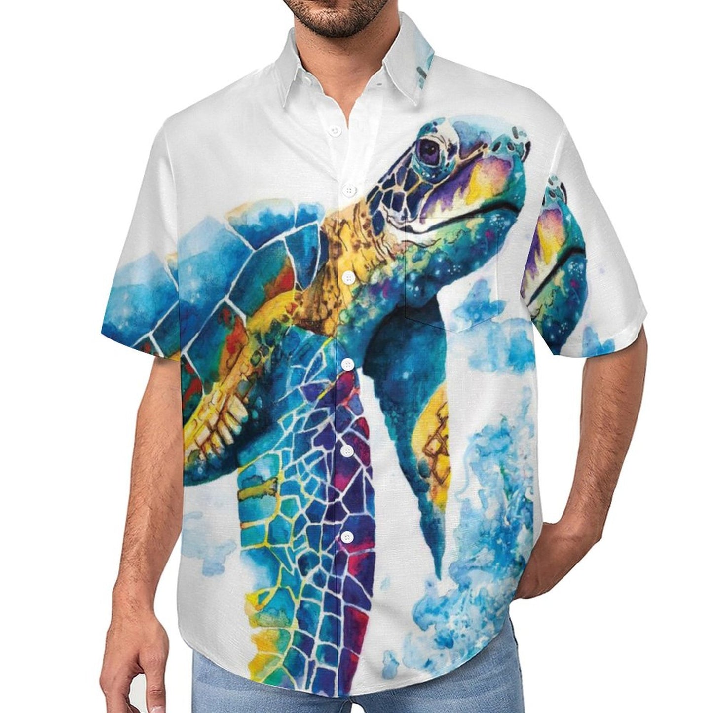 Men's Hawaiian Print Lapel Shirt 2304103196