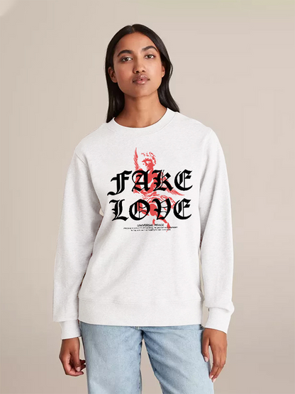 Unisex Round Neck Casual Peace Love Printed Long Sleeve Sweatshirt