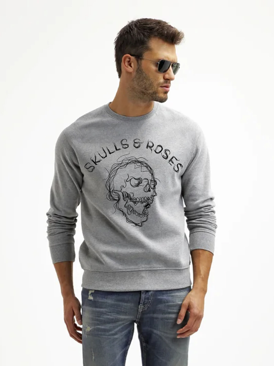Men's Skeleton Round Neck Casual Printed Long Sleeve Sweatshirt