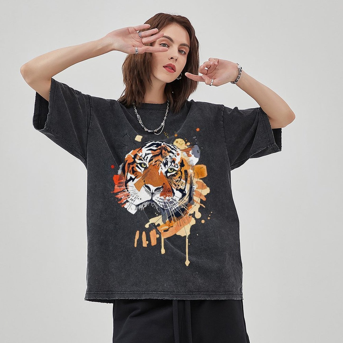 Mens Cotton Wash Solid T-Shirts Oversized Unisex Short Sleeve Streetwear Rap Hip Hop Basic Tee Tops 2305101624