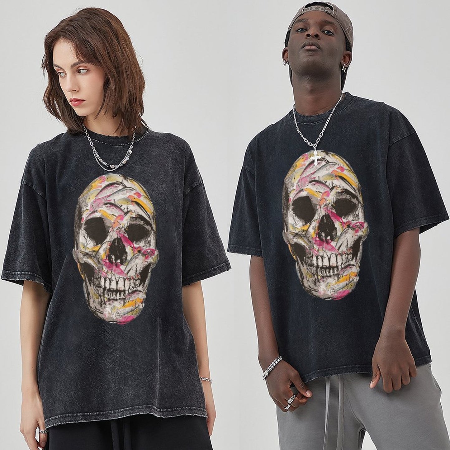 Mens Cotton Wash Solid T-Shirts Oversized Unisex Short Sleeve Streetwear Rap Hip Hop Basic Tee Tops 2305101610