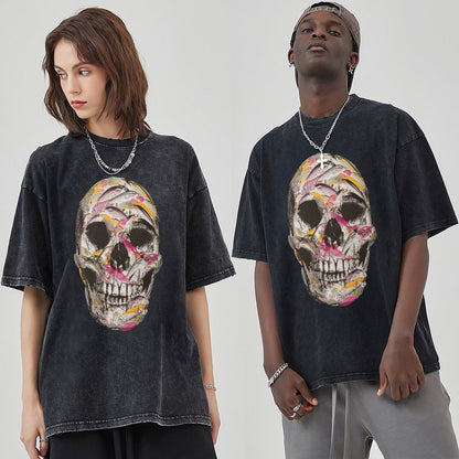 Mens Cotton Wash Solid T-Shirts Oversized Unisex Short Sleeve Streetwear Rap Hip Hop Basic Tee Tops 2305101610