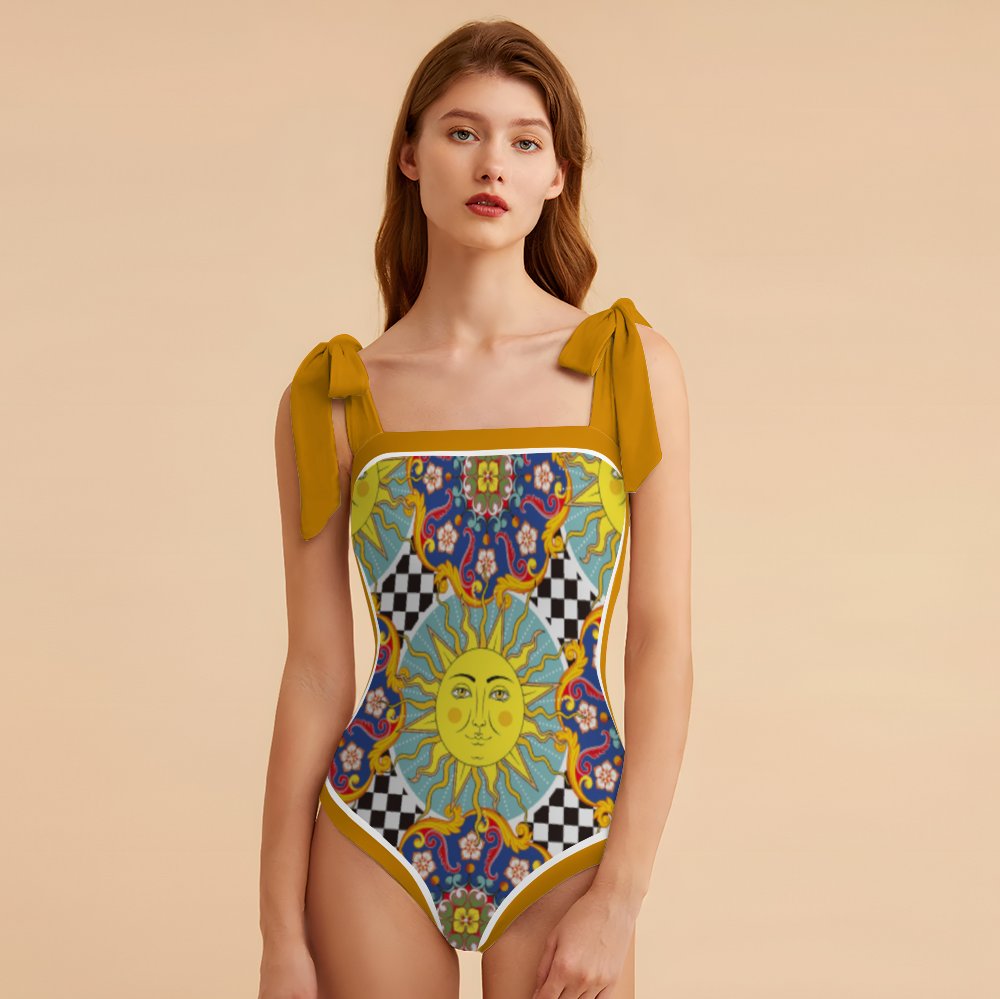 Fashion Printed One Piece Swimsuit And Cover Up 2305104983