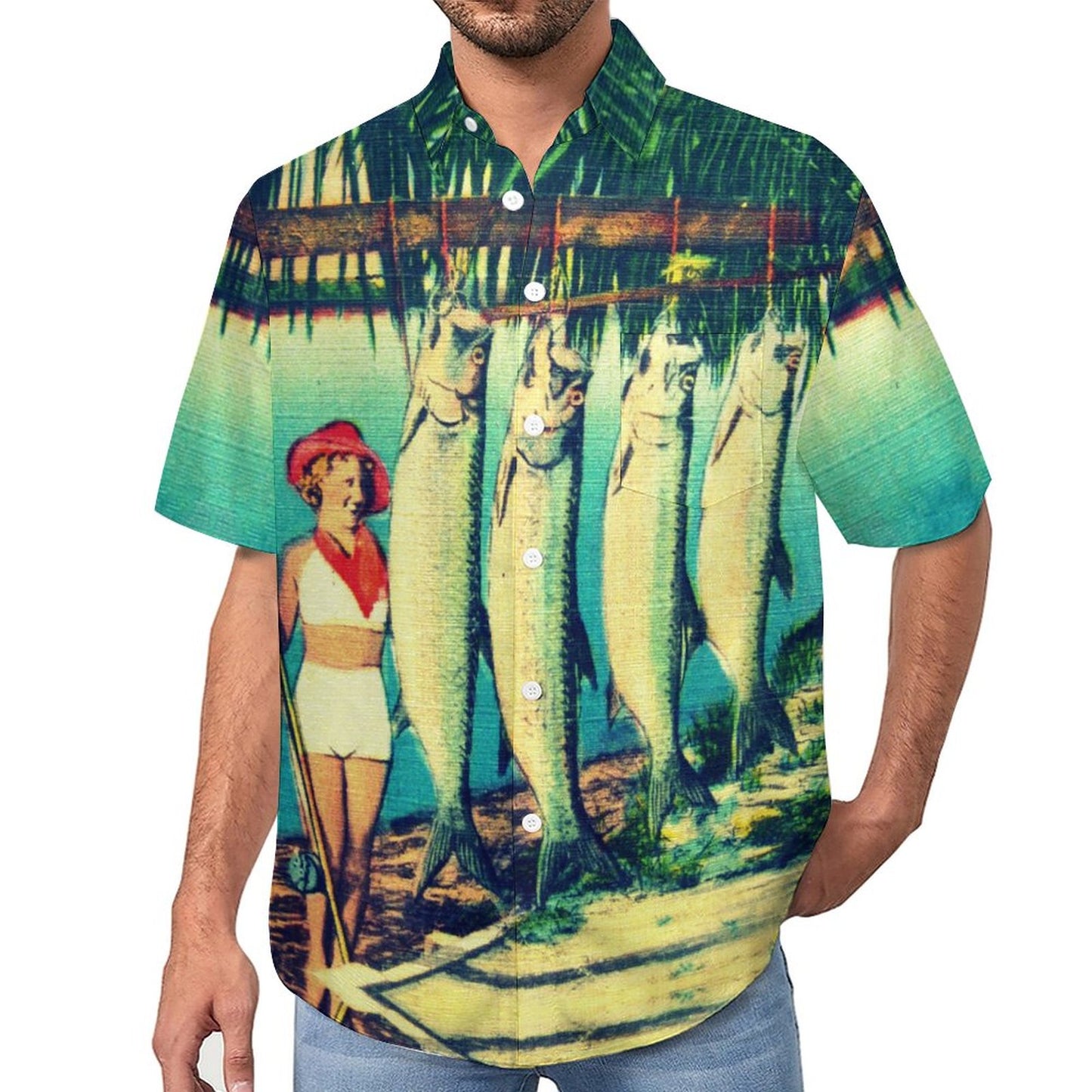 Men's Fish Print Vacation Hawaiian Shirt2306100697