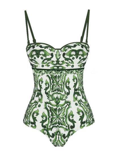 Printed Fashion One Piece Swimsuit and Cover up