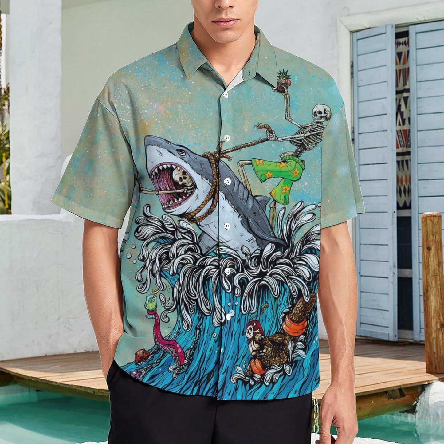 Men's Hawaiian Print Resort Shirt 2305103809