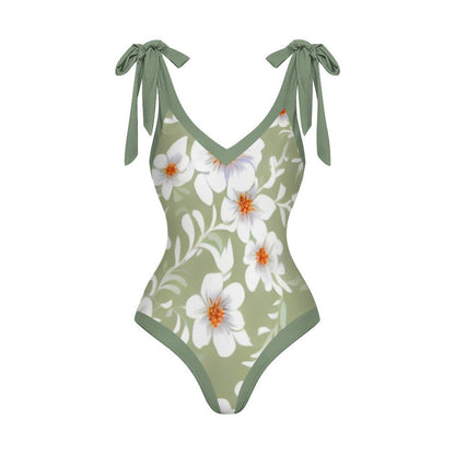 Casual Printed One-Piece Swimsuit And Cover Up 2305102419