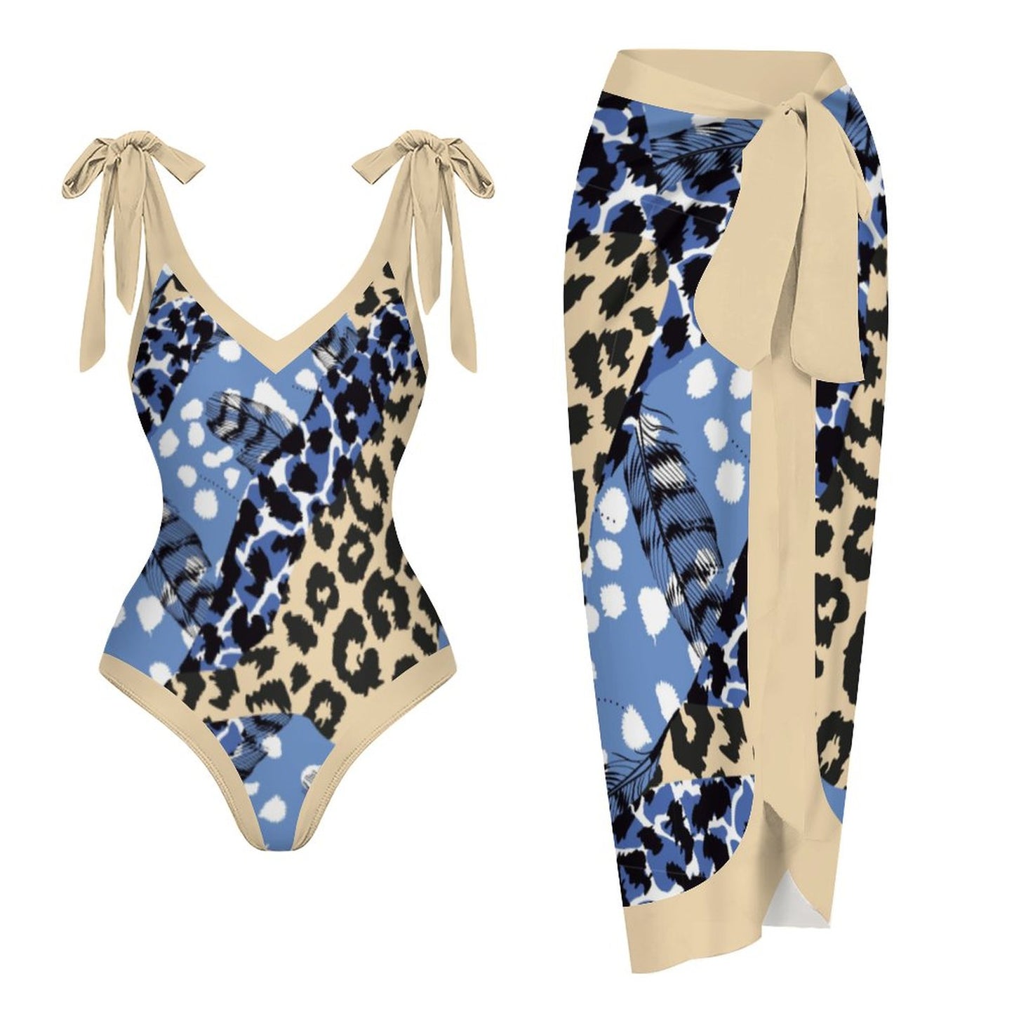 Casual Printed One-Piece Swimsuit And Cover Up 2305102874