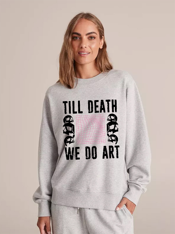 Unisex Round Neck Casual Skull Printed Long Sleeve Sweatshirt