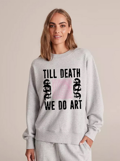 Unisex Round Neck Casual Skull Printed Long Sleeve Sweatshirt