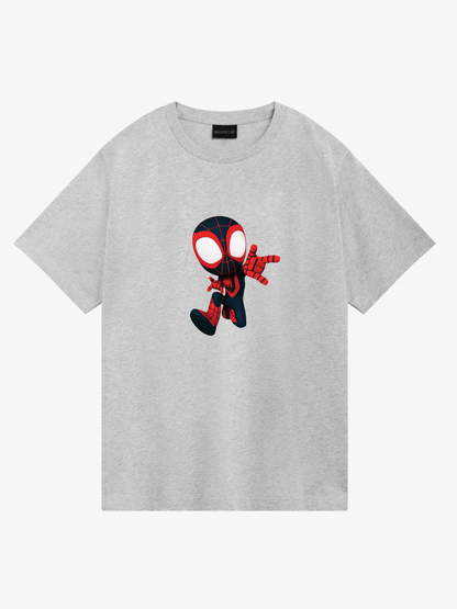 Women's Casual Mini Spider-Man Printed Round Neck Short Sleeve T-Shirt