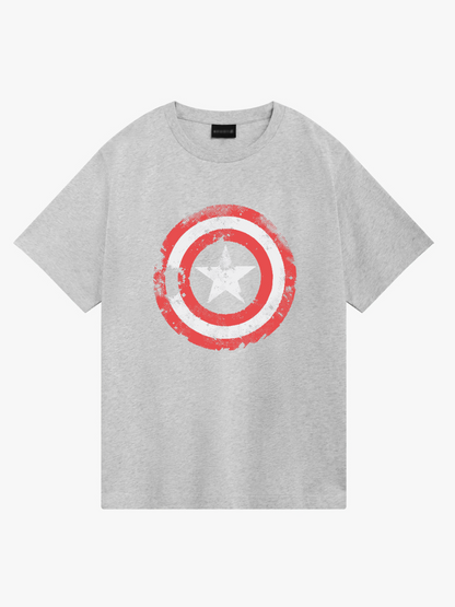 Women's Casual Captain America Printed Round Neck Short Sleeve T-Shirt