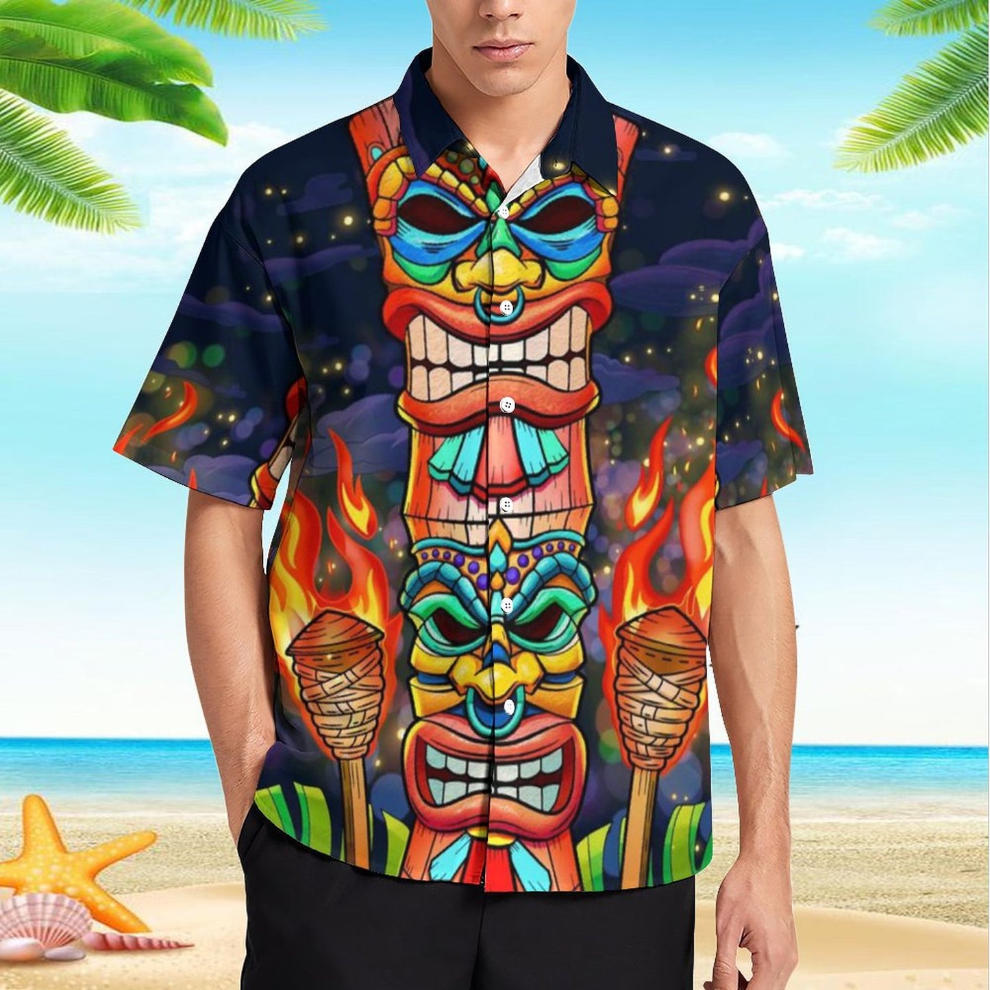 Men's Hawaiian Print Resort Shirt 2305101680