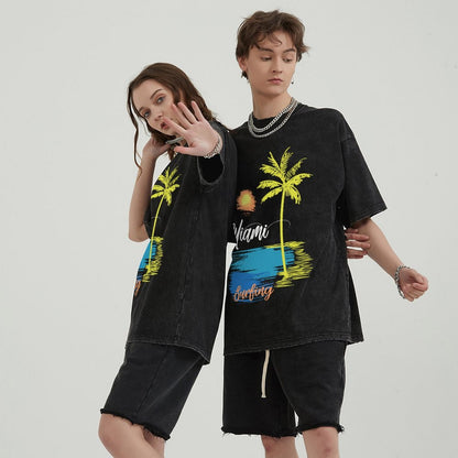 Unisex Vintage Solid Wash T-Shirts 2305101931