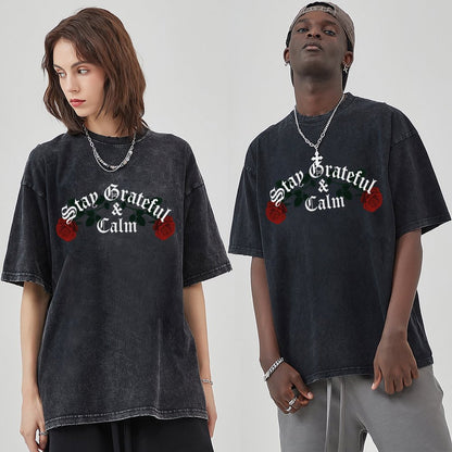 Unisex Vintage Solid Wash T-Shirts 2305102859