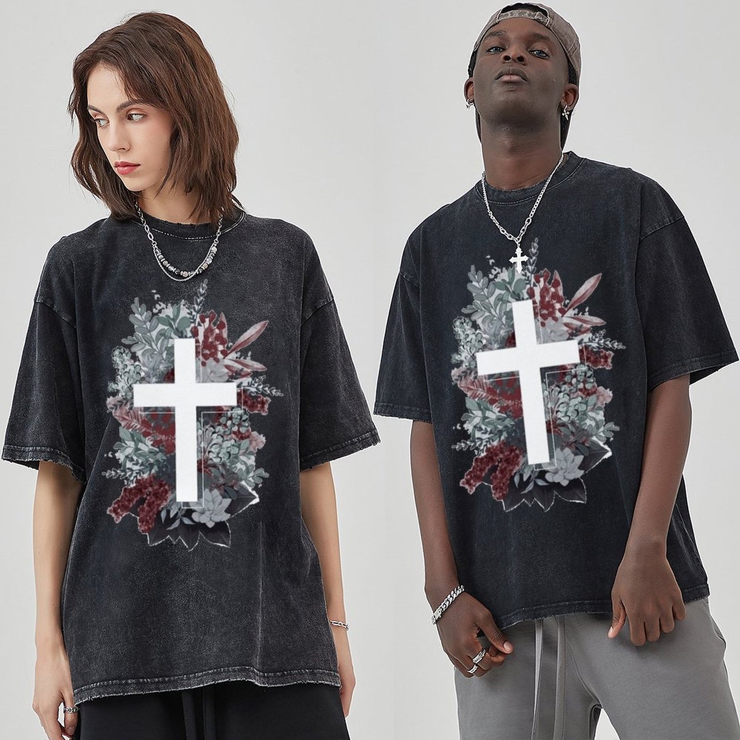 Unisex Vintage Solid Wash T-Shirts 2305103951