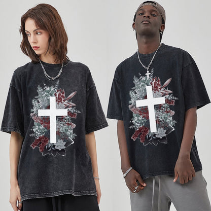 Unisex Vintage Solid Wash T-Shirts 2305103951
