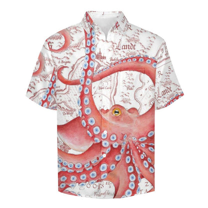 Men's Octopus Painted Art Print Vacation Hawaiian Shirt 2305106291