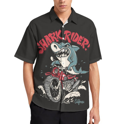 Men's Hawaiian Shark Print Resort Shirt