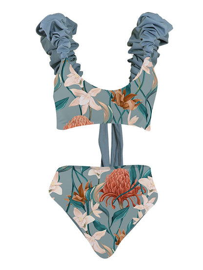Fashion Floral Print Bikini and Cover Up