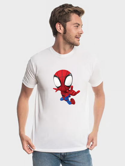 Men's Casual Spider-Man Printed Round Neck Short Sleeve T-Shirt