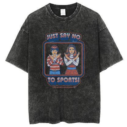 Unisex Vintage Solid Wash Denim T-Shirts