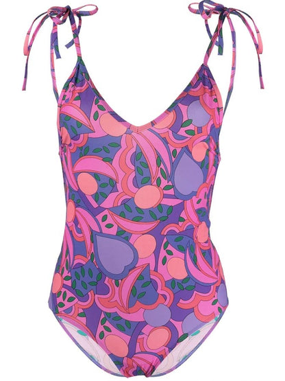 Prints Lace-up Backless One Piece & Cover up