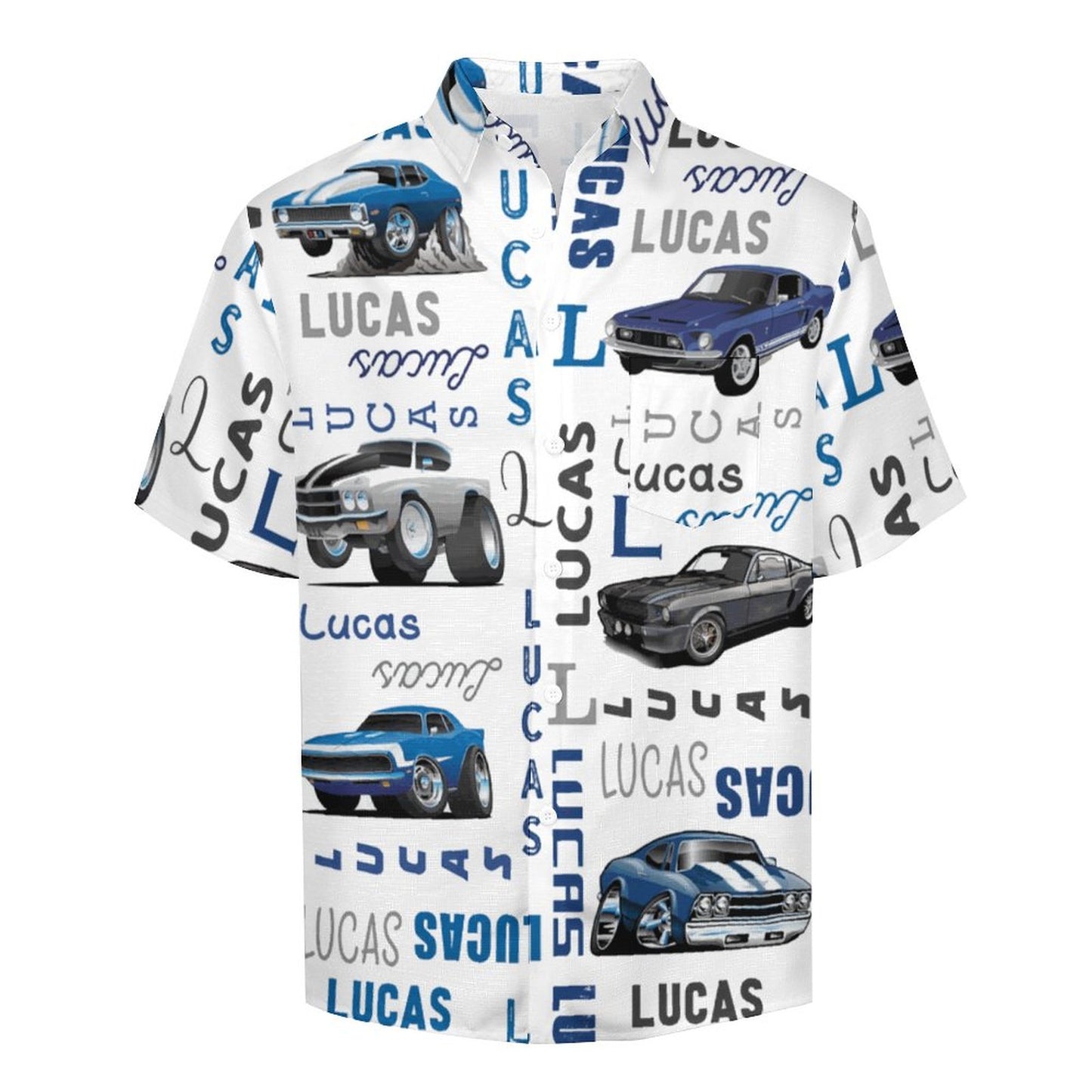 Men's Painted Car Print Vacation Hawaiian Shirt