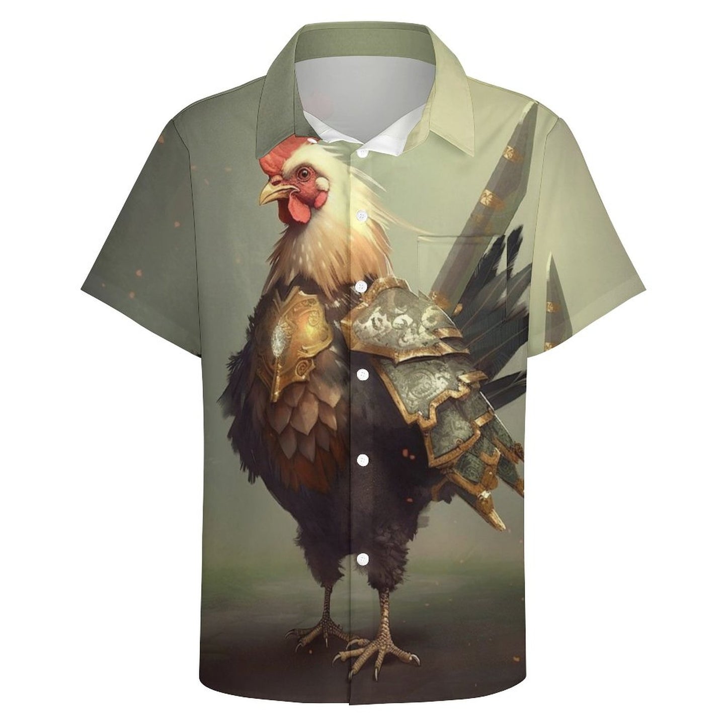Men's Hawaiian Kung Fu Chicken Print Casual Short Sleeve Shirt 2306102832