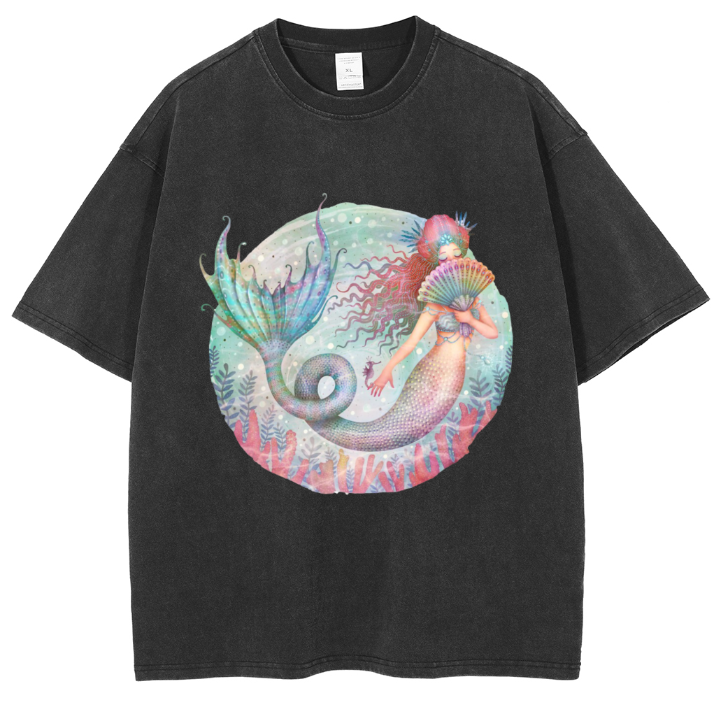 Mens Cotton Wash Solid T-Shirts Oversized Unisex Short Sleeve Streetwear Rap Hip Hop Basic Tee Tops