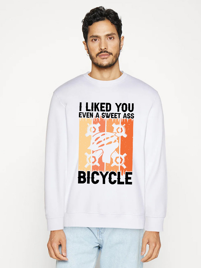 Unisex Round Neck Casual Bicycle Printed Long Sleeve Sweatshirt