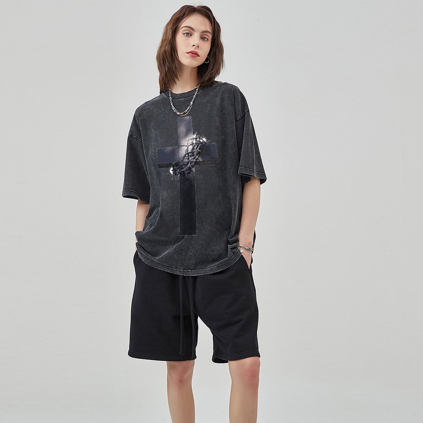 Unisex Vintage Solid Wash T-Shirts 2305103963