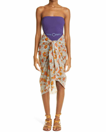 Deep V Neck Printed One-Piece Swimsuit