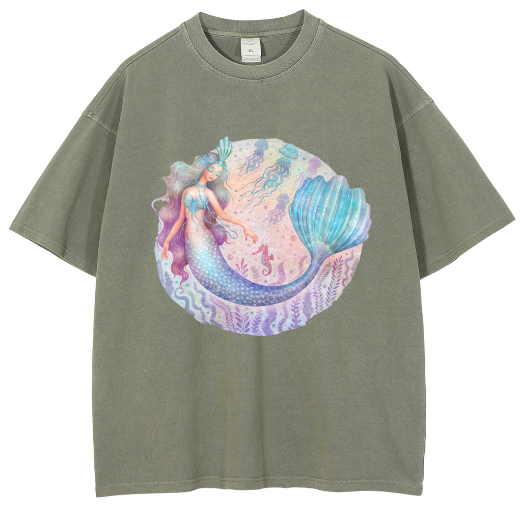 Mens Cotton Wash Solid T-Shirts Oversized Unisex Short Sleeve Streetwear Rap Hip Hop Basic Tee Tops