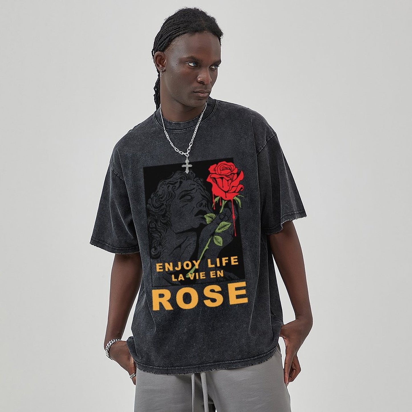 Unisex Vintage Solid Wash T-Shirts 2305102851