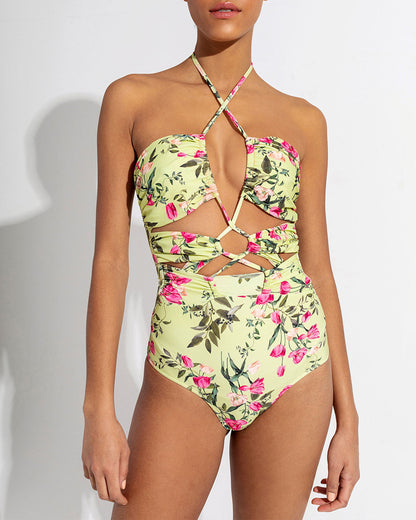 Fashion Floral Print Beach Bikini and Cover Up