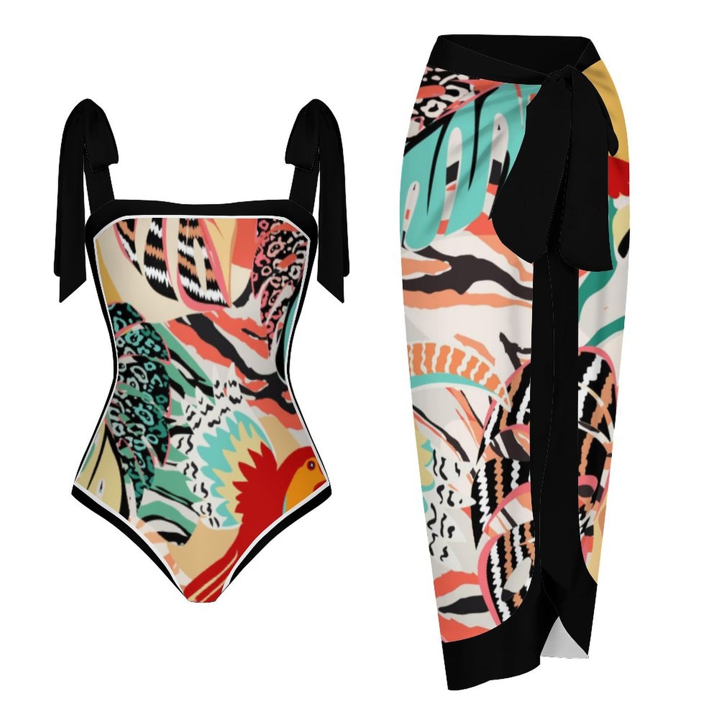 Fashion Printed One Piece Swimsuit And Cover Up 2305104825